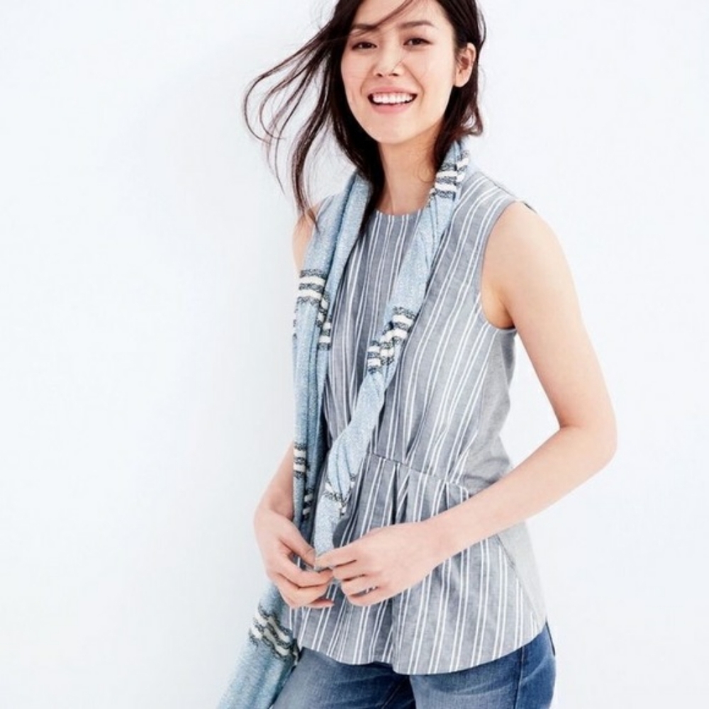 J.Crew Women's Striped Front Cinched Tank Top Size Large
